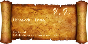 Udvardy Irma névjegykártya